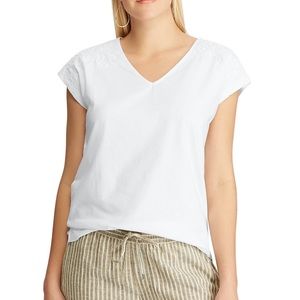 NWT Chaps White V-Neck Short Sleeve Top